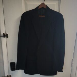 Navy Blue Gold Button Elegant Men's Navy Blue Blazer Ivy Preppy English Classic